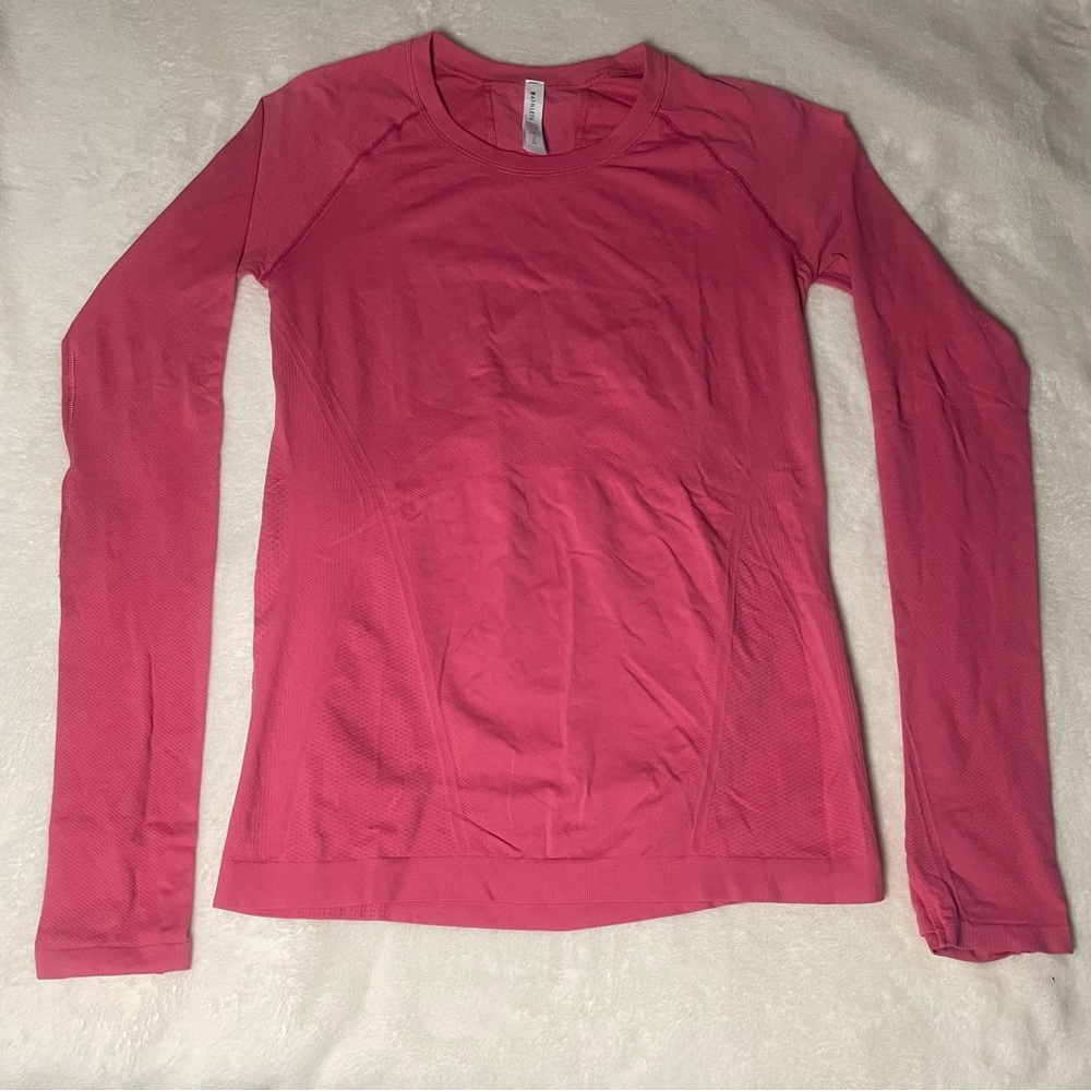 Athleta Shirt Womens Small Pink FORESTHILL Ascent Top 100% Nylon Long Sleeve